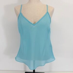 Unbranded V-Neck Chiffon Sheer Breezy Beach Aqua Blue Camisole Top M/L